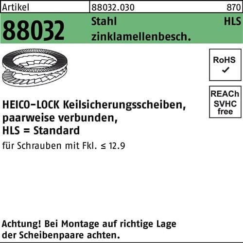 Keilsicherungsscheibe R 88032 HLS-10 Stahl zinklamellenb. geklebt 200St. HEICO