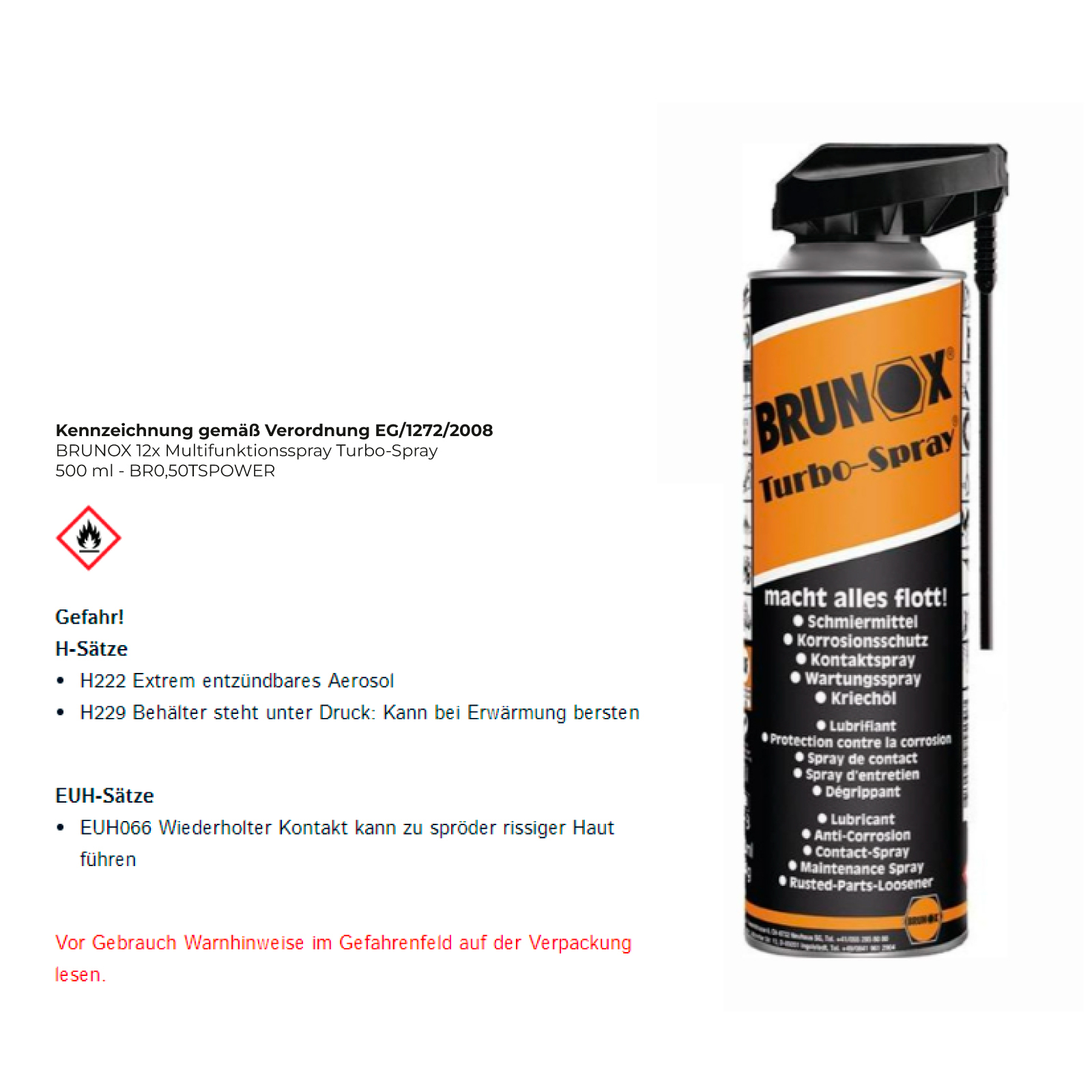 BRUNOX Multifunktionsspray Turbo-Spray 500 ml - BR0,50TSPOWER