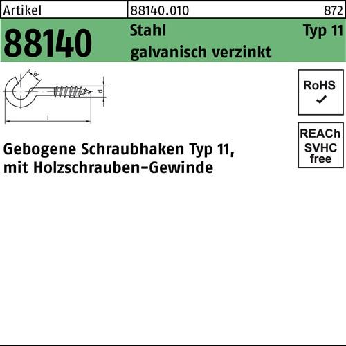 Schraubhaken R 88140 Typ 11 gebogen 100x4,8x25 Stahl galv.verz. 100St.