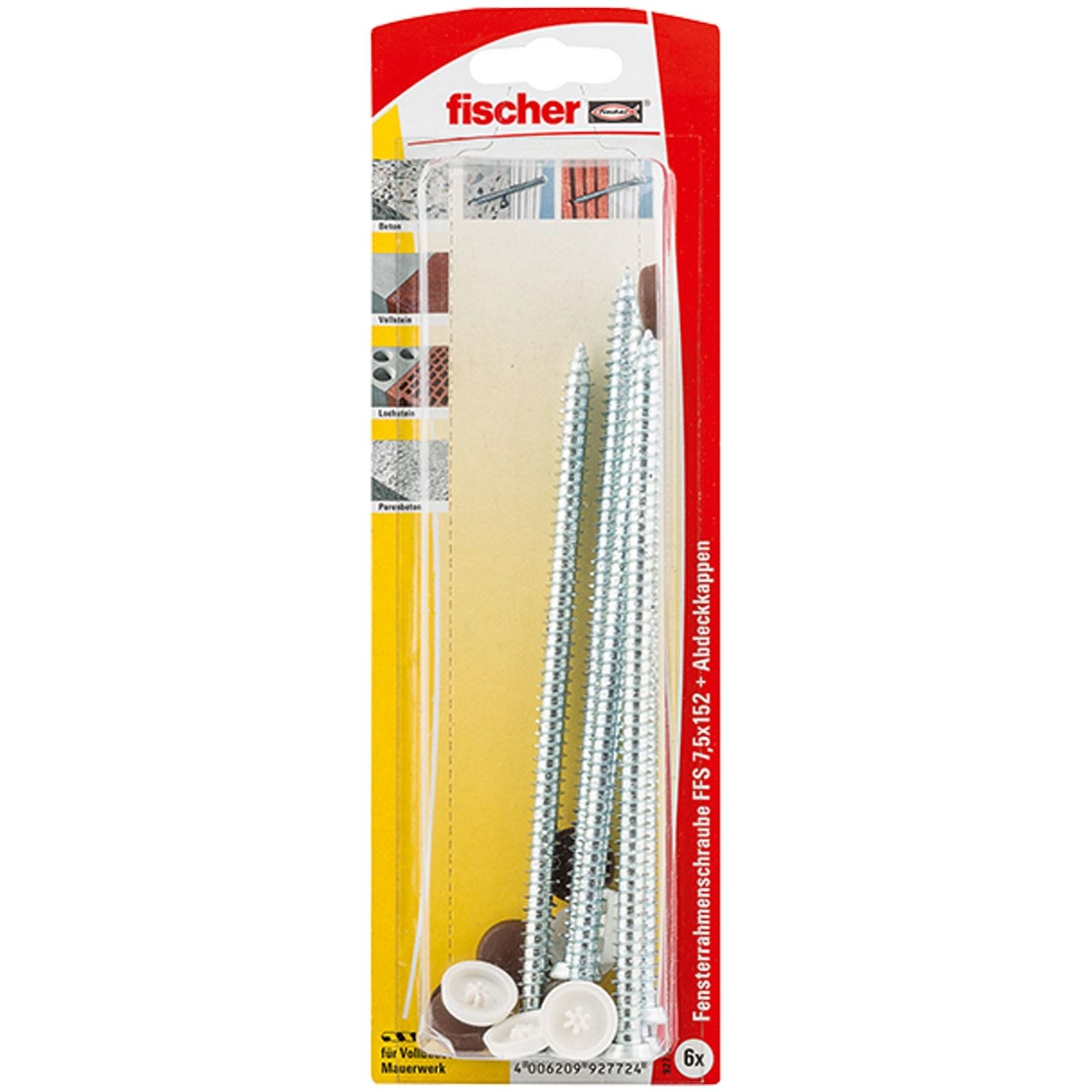 Fischer 6x Fensterrahmenschraube FFS 7,5x152 T30 - 92772