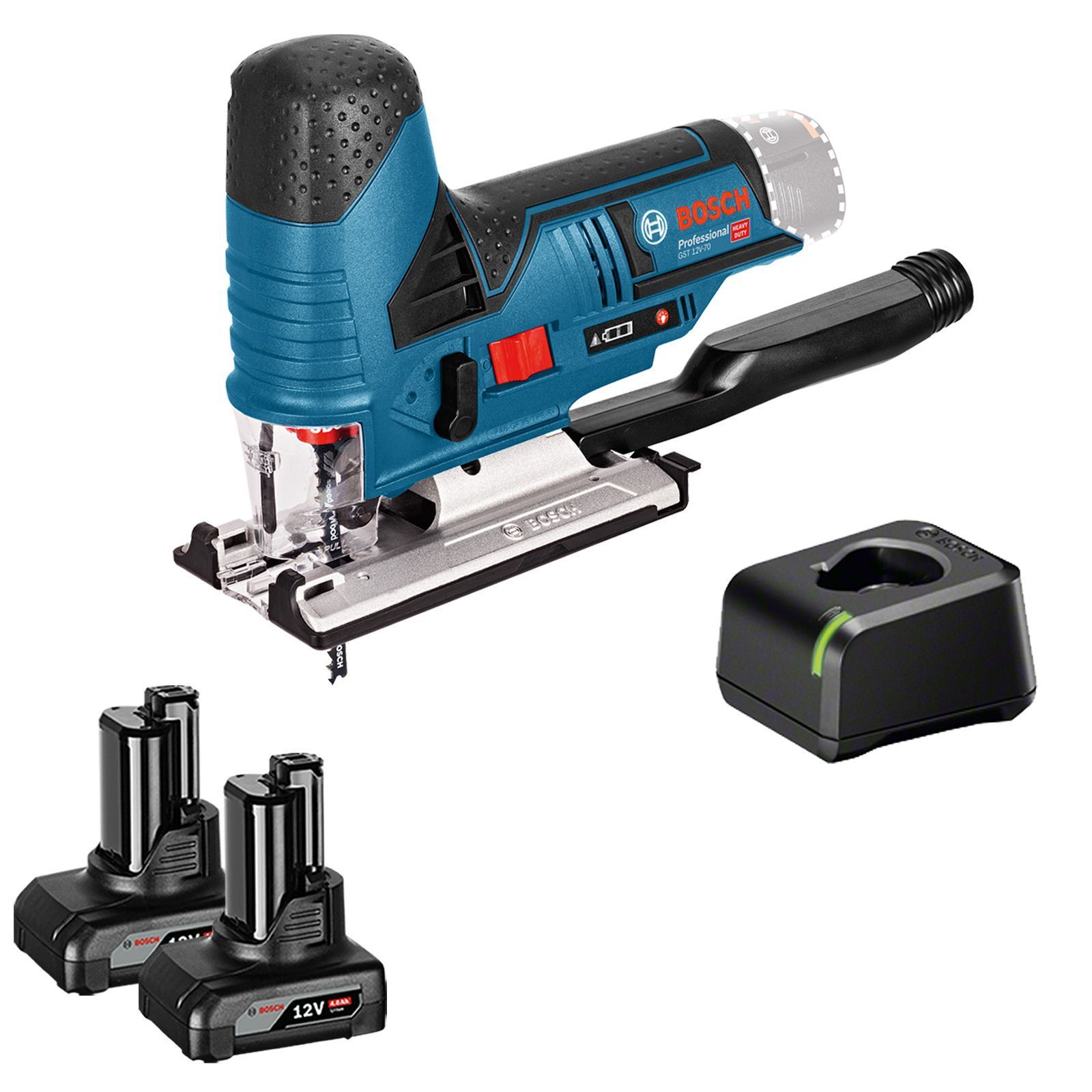 Bosch Akku-Stichsäge GST 12V-70 / 2x 4,0 Ah Akku + Ladegerät