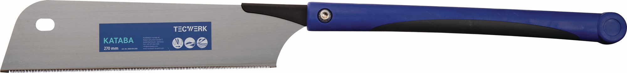 Japansäge/Feinzugsäge Kataba Blatt-L.270mm Gesamt-L.615mm ger.2K-Griff TECWERK