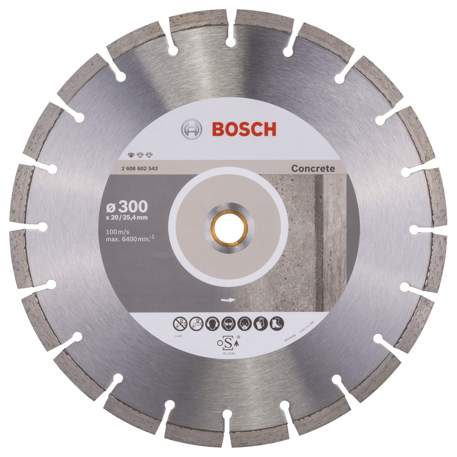 Bosch Diamanttrennscheibe Standard for Concrete, 300 x 20,00+25,40 x 2,8 x 10 mm -2608602543