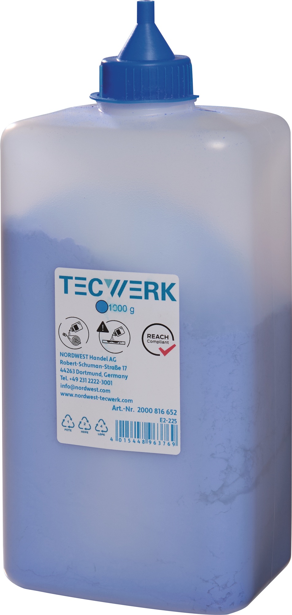 Schlagschnurkreide 1000g blau Ku.-Flasche TECWERK