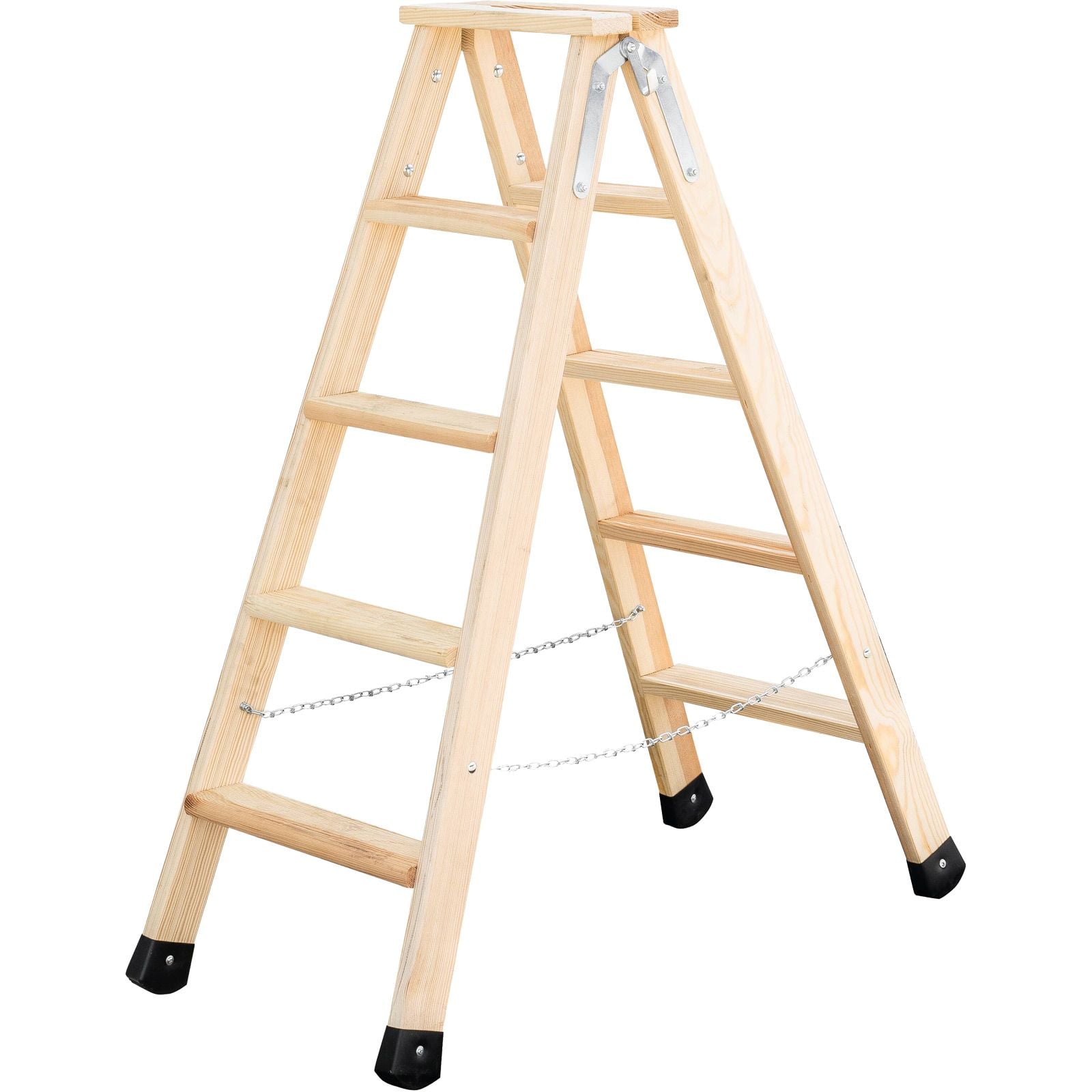 Günzburger Steigtechnik Stufen-Stehleiter beidseitig begehbar Holz 2 x 5 Stufen - 033810