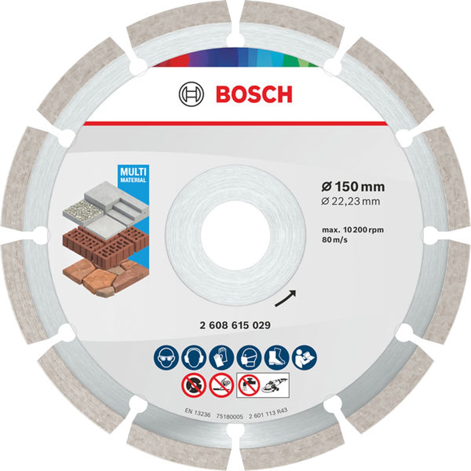 Bosch Multi Material Diamond Trennscheibe, 150 x 22.23 x 7 mm - 2608615029