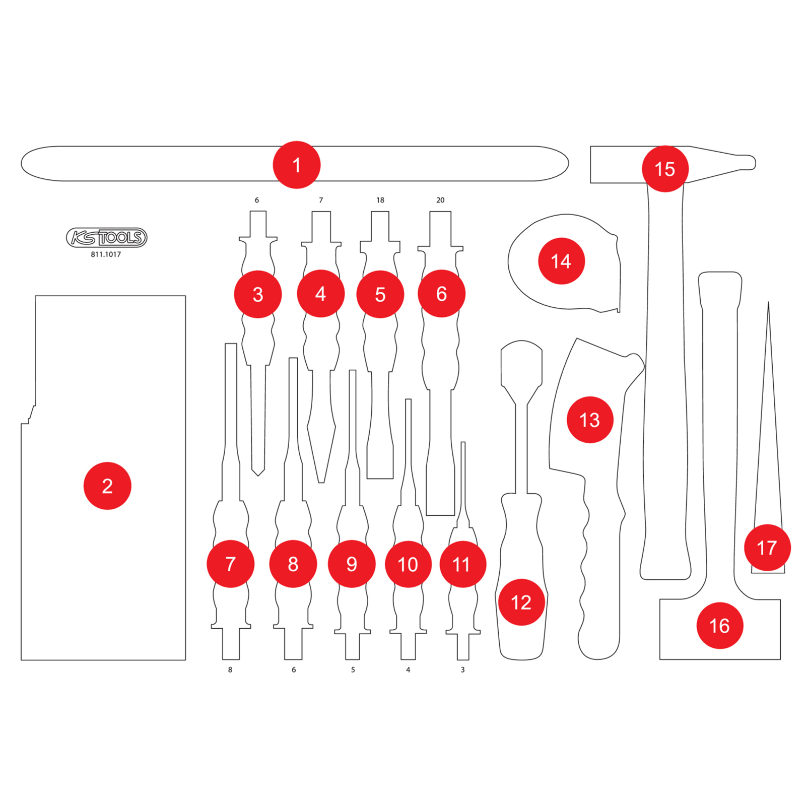 KS TOOLS leere Schaumstoffeinlage zu 811.1017 - 811.1017-97