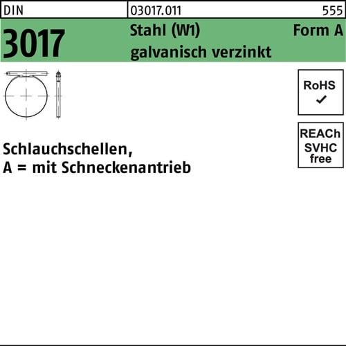 Schlauchschelle DIN 3017 W1 FormA 16- 27/9 C7 Stahl galv.verz. 100St.