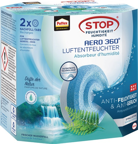 PATTEX Luftentfeuchter Aero 360 2 Tabs à 450g AHAWF Waterfall Freshness Pack - AHAWF