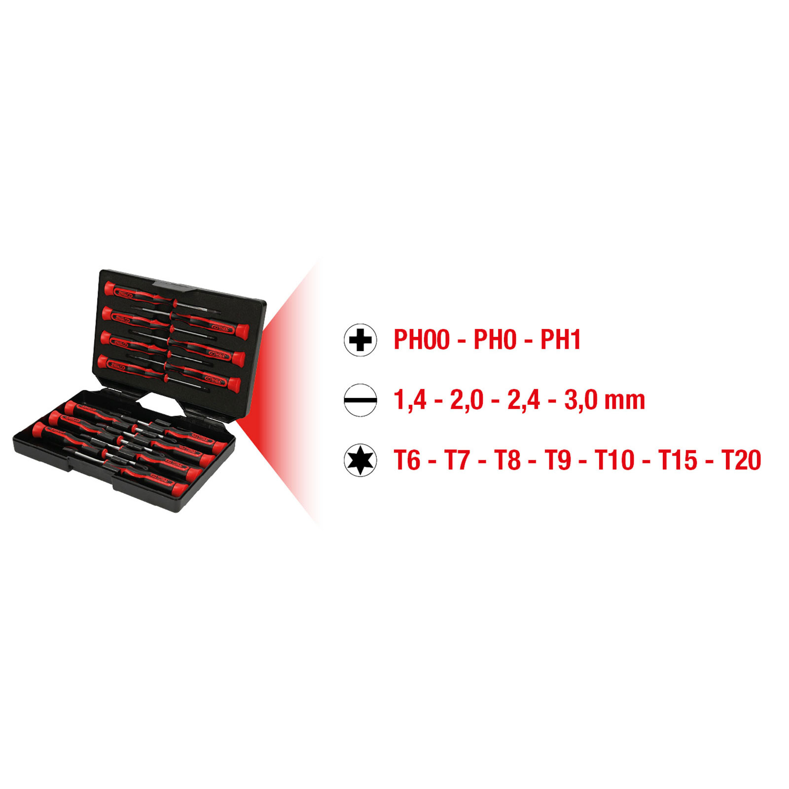 KS TOOLS Feinmechanik-Schraubendreher-Satz PH Schlitz Torx 14tlg. - 500.7170