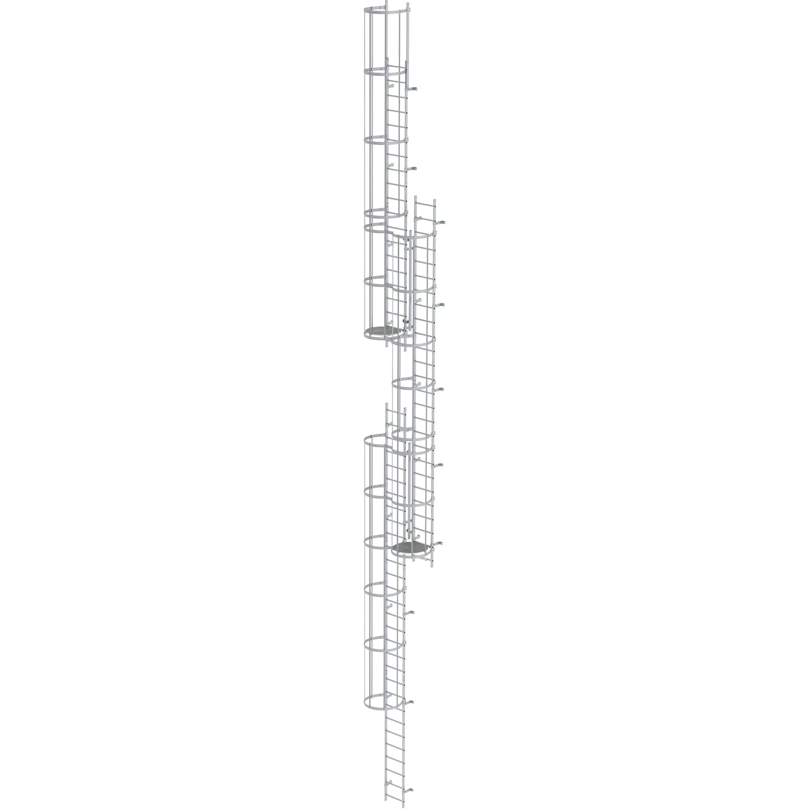 Günzburger Steigtechnik mehrzügige Steigleiter mit Rückenschutz (Maschinen) Aluminium blank 16,32 m - 510251