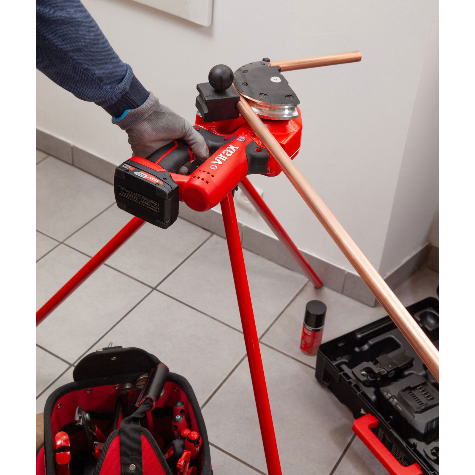 VIRAX MINISTEM BIEGER 18V 14-16-18-22MM KOMPAKTES und LEICHTES 18V Biegegerät 4,9 kg / 1x 2,0 Ah Akku + Ladegerät in Virabox - 251774