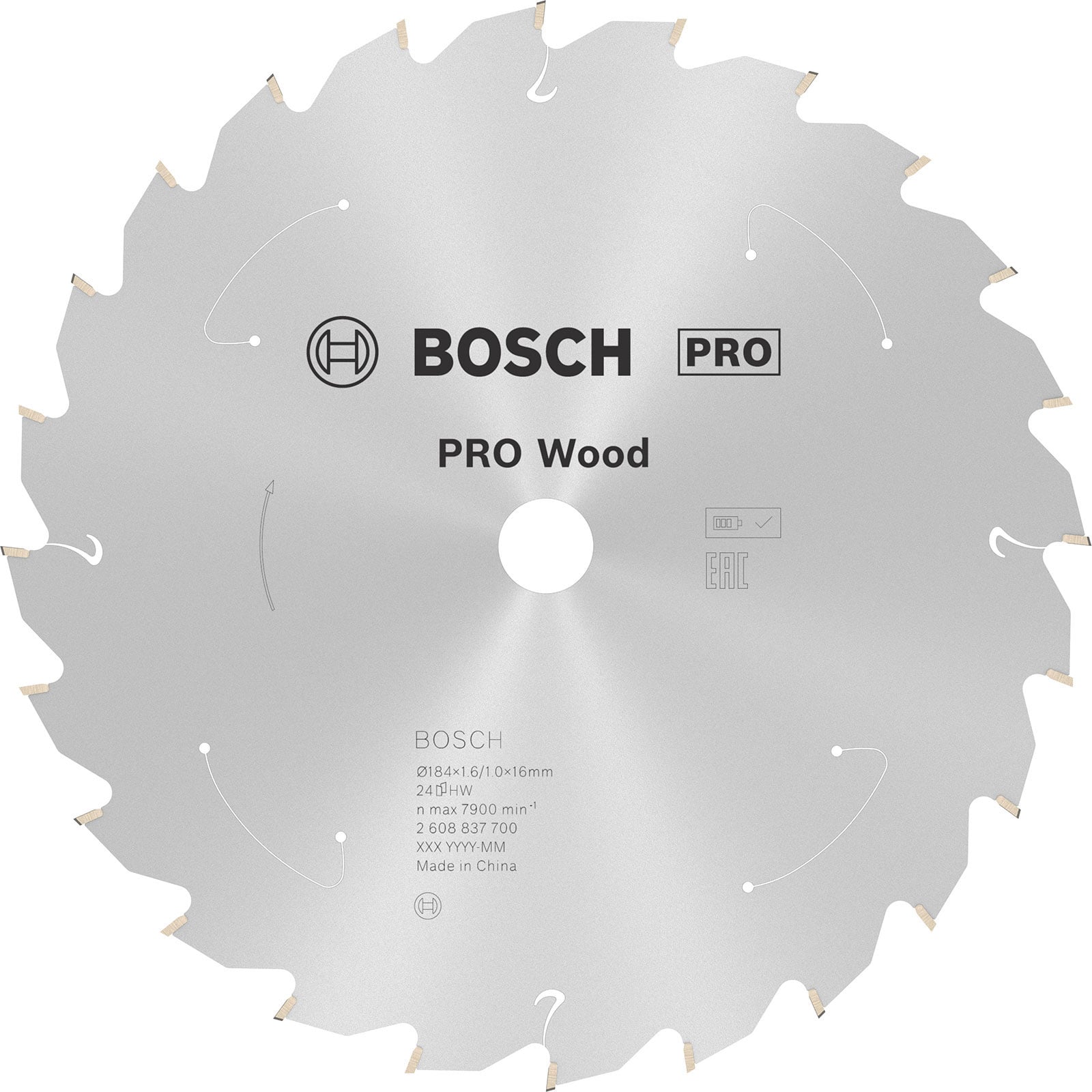 Bosch PRO Wood cordless Blatt für Kreissägen 184 x 1,6 x 16 mm - 2608837700