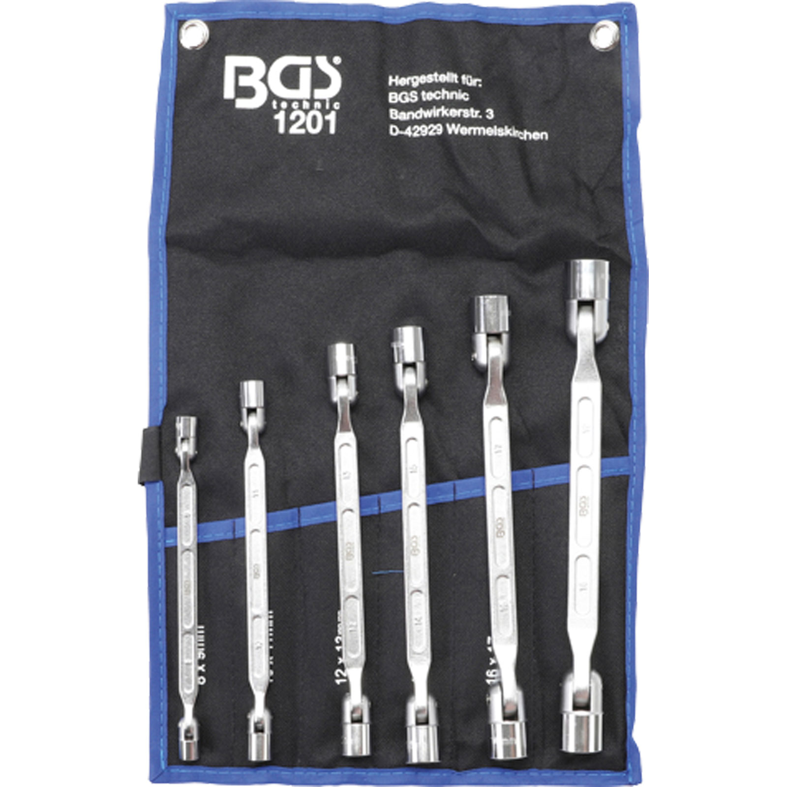 BGS Doppel-Ringschlüssel-Satz mit flexiblen Köpfen 6tlg. - 1201