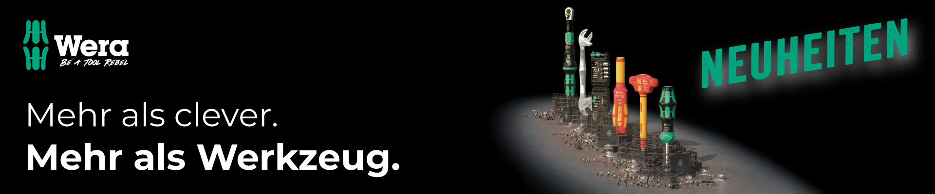 Wera Werbebanner mit Schraubwerkzeugen und Slogan „Mehr als Werkzeuge“