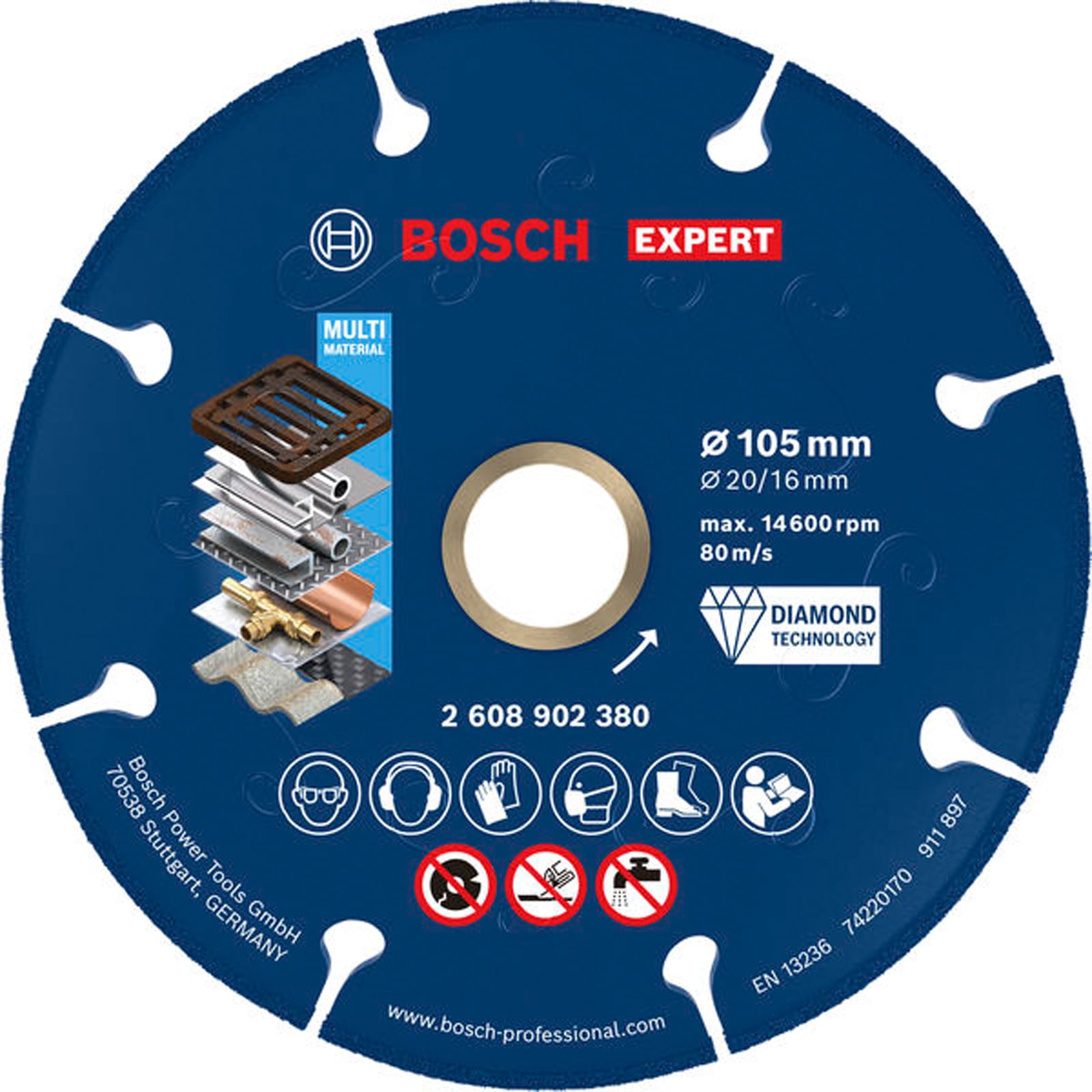 Bosch EXPERT Metal Diamanttrennscheibe, 105 x 20/16 mm - 2608902380