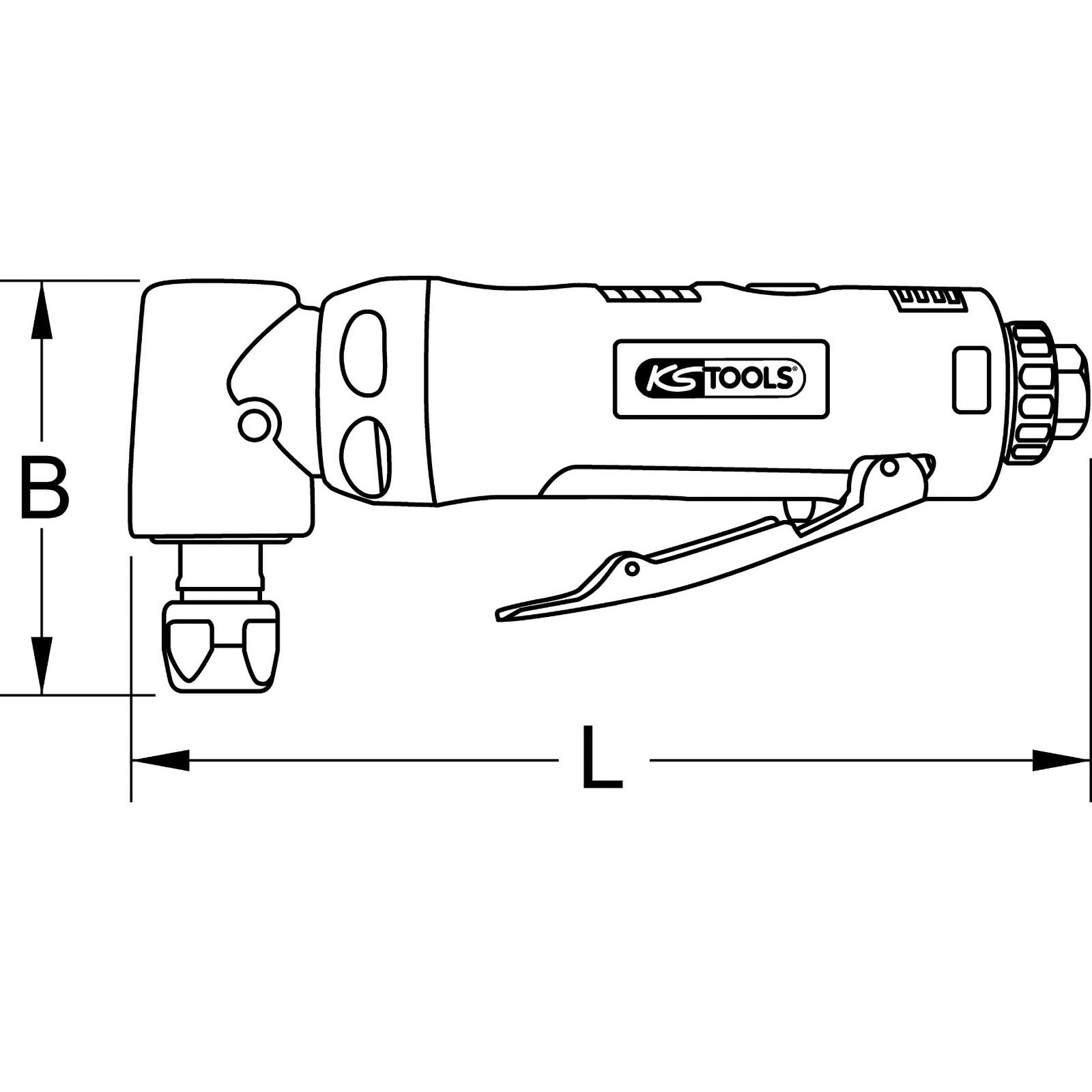 KS TOOLS Druckluft-Winkelstabschleifer 18.000 U/min - 515.5420