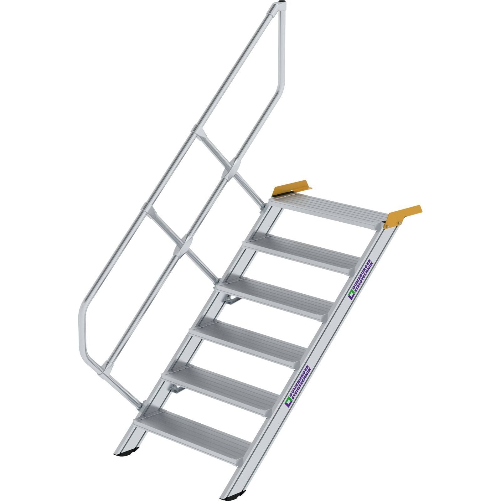 Günzburger Steigtechnik Treppe 45° Stufenbreite 800 mm 6 Stufen Aluminium geriffelt - 600266