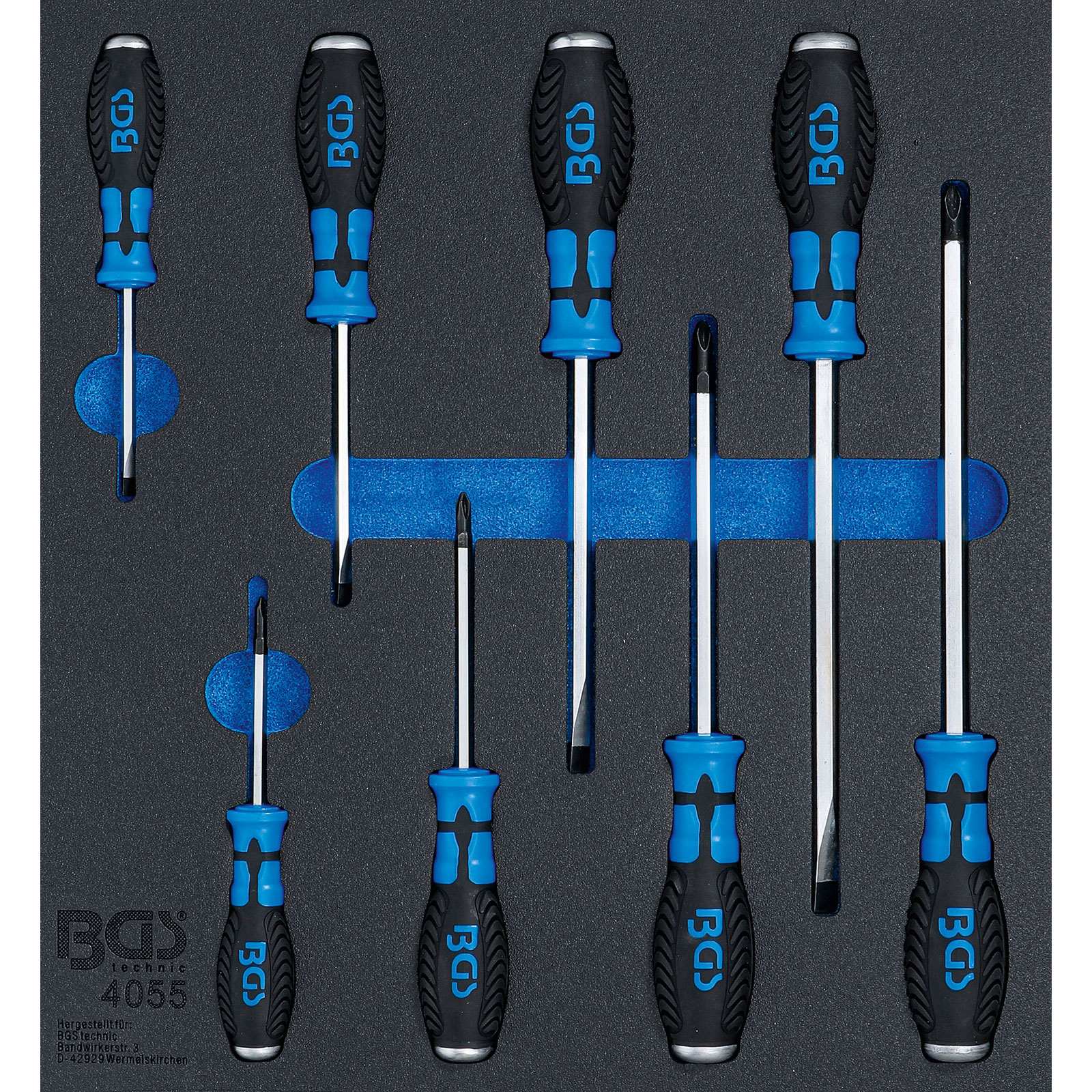 BGS Werkstattwageneinlage 2/3: Kreuz- und Schlitz-Schraubendreher 8tlg. - 4055