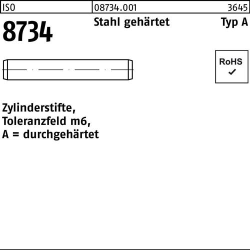 Zylinderstift ISO 8734 10 m6x 110 Stahl gehärtet Toleranz m6 100 Stück