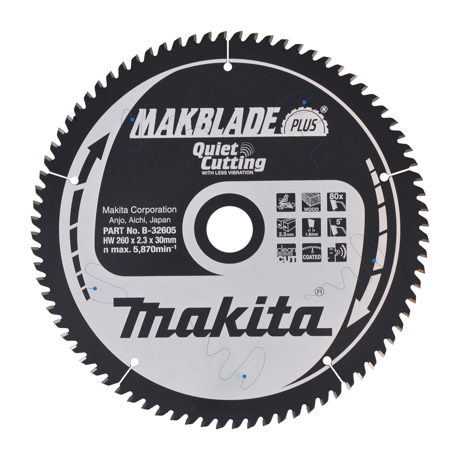 Makita MAKBLADE+ Sägeblatt 260x30x80Z - B-32605