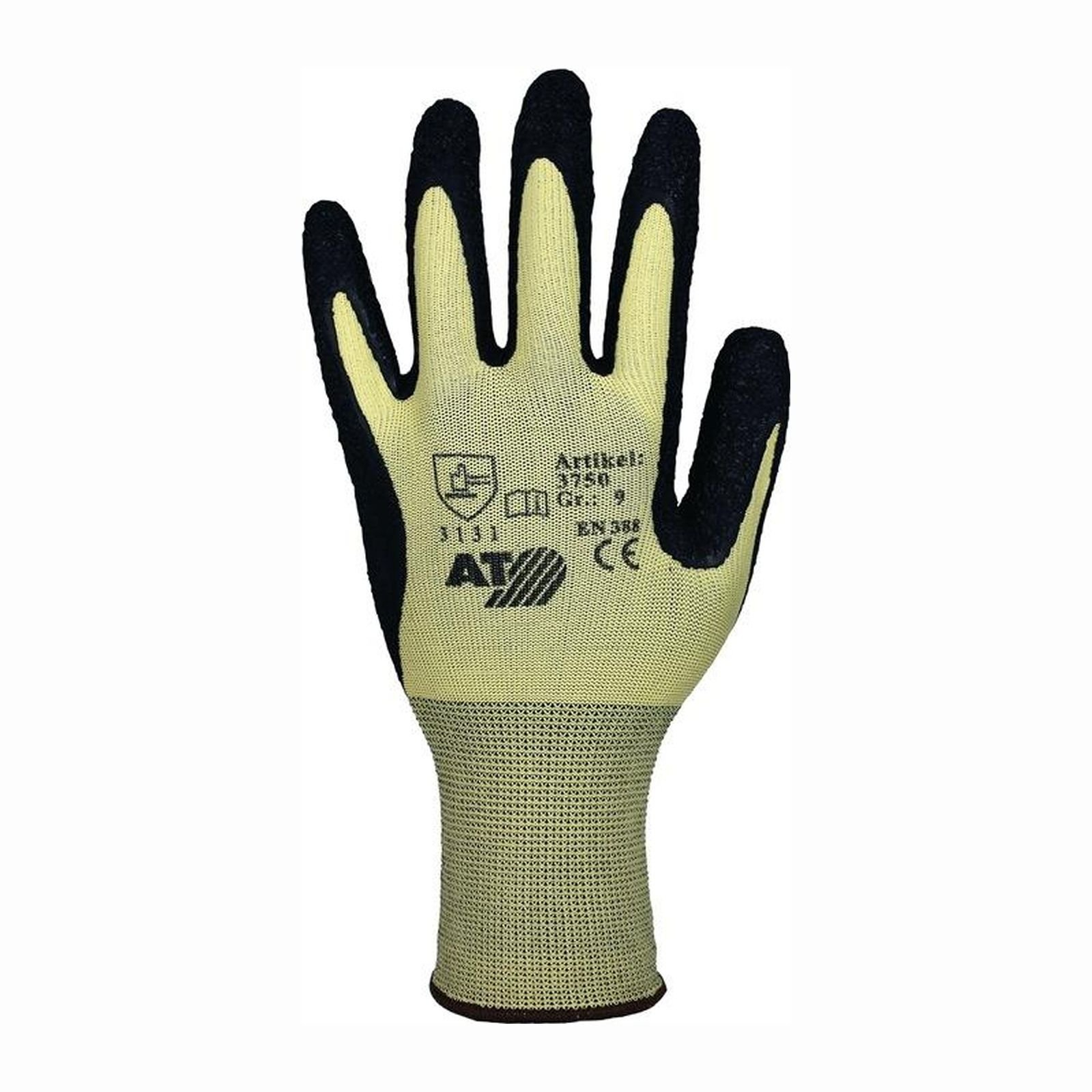 ASATEX 12 Paar Handschuhe gelb / schwarz Gr. 9