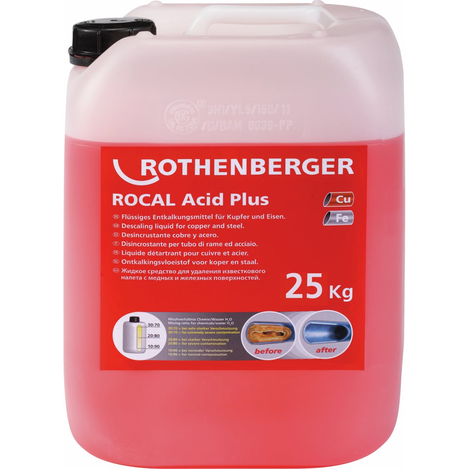 ROTHENBERGER ROCAL Acid Plus Entkalkungskonzentrat, Cu, FE, 25kg - 1500000914