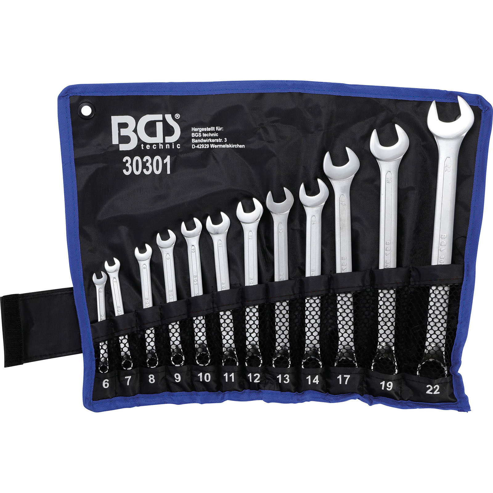 BGS Maul-Ringschlüssel-Satz gekröpft SW 6 - 22 mm 12tlg. - 30301