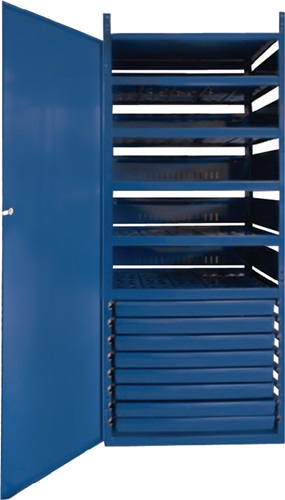 Schrank m.Tür LOGS 145 H1550xB540xT390mm 8 Schubl.5 Fbd.blau RAL LOGS - LOGS 145 RAL 5022