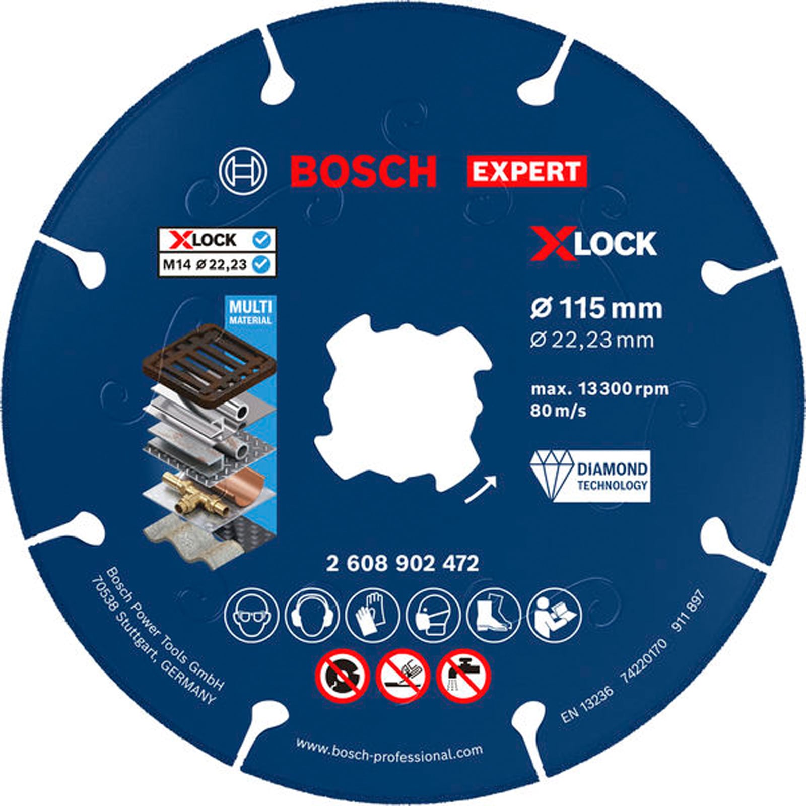 Bosch EXPERT Metal Diamanttrennscheibe, X-LOCK, 115 x 22,23 mm - 2608902472