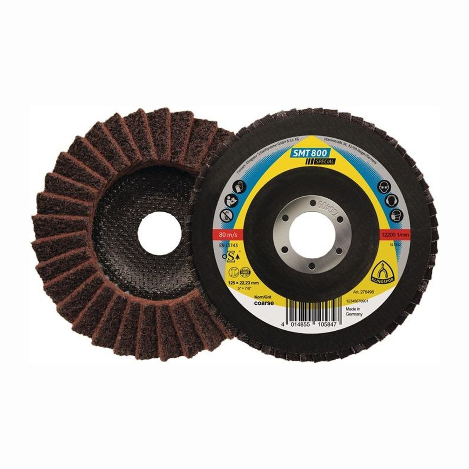 KLINGSPOR 5x Fächerscheibe SMT 800 Ø 125 mm konisch INOX Normalkorund