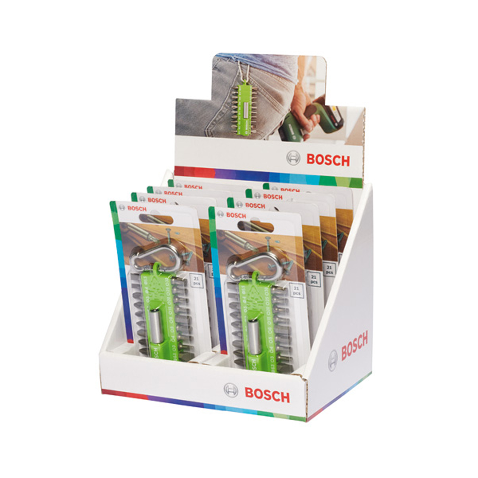 Bosch 21-teiliges Schrauberbit-Set mit Snap-hook (hellgrün)  Ausstellerversion