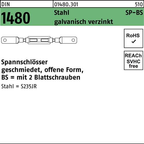 Spannschloss DIN 1480 offen 2Blattschrauben SP BS M16 Stahl 3.6 galv.verz. 1St.