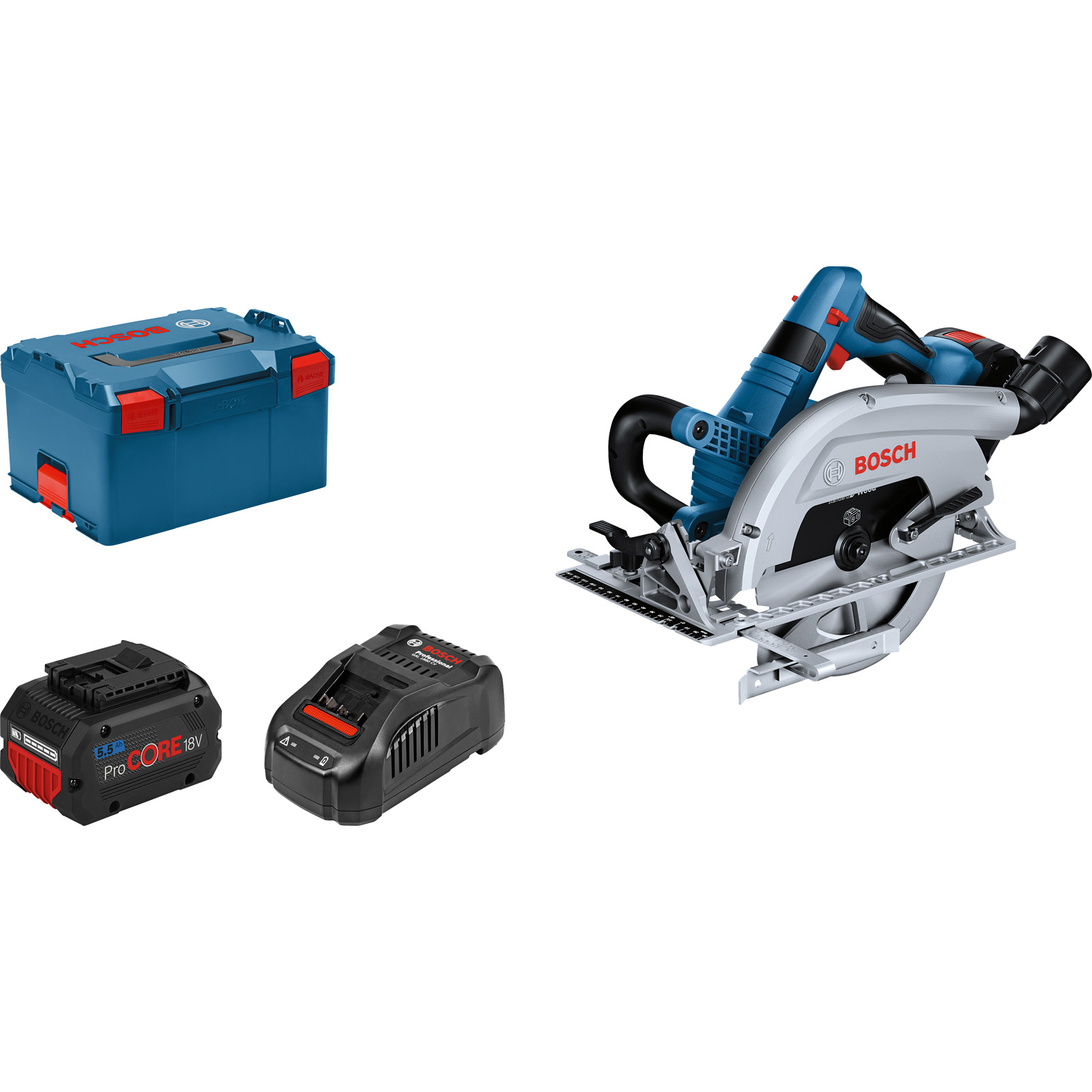 Bosch Akku-Kreissäge GKS 18V-70 L Ø 190 mm / 2x 5,5 Ah ProCORE in L-Boxx - 06016B9002