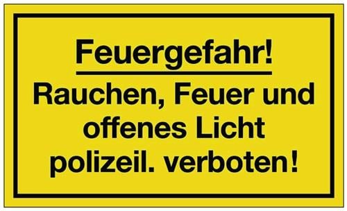 Hinweiszeichen Feuergefahr L250xB150mm gelb schwarz Ku.