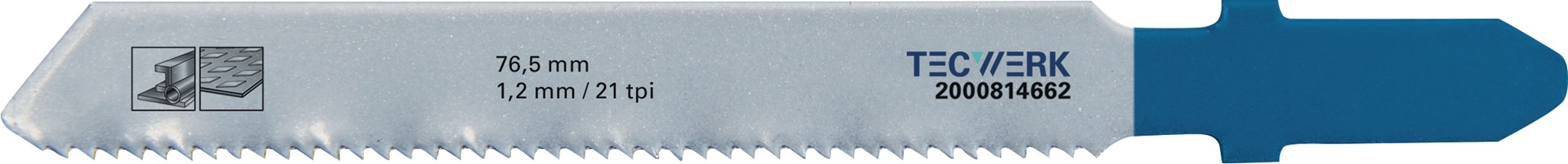 Stichsägeblatt Gesamt-L.76,5mm Zahnt.1,2mm HSS 5 St./Karte TECWERK