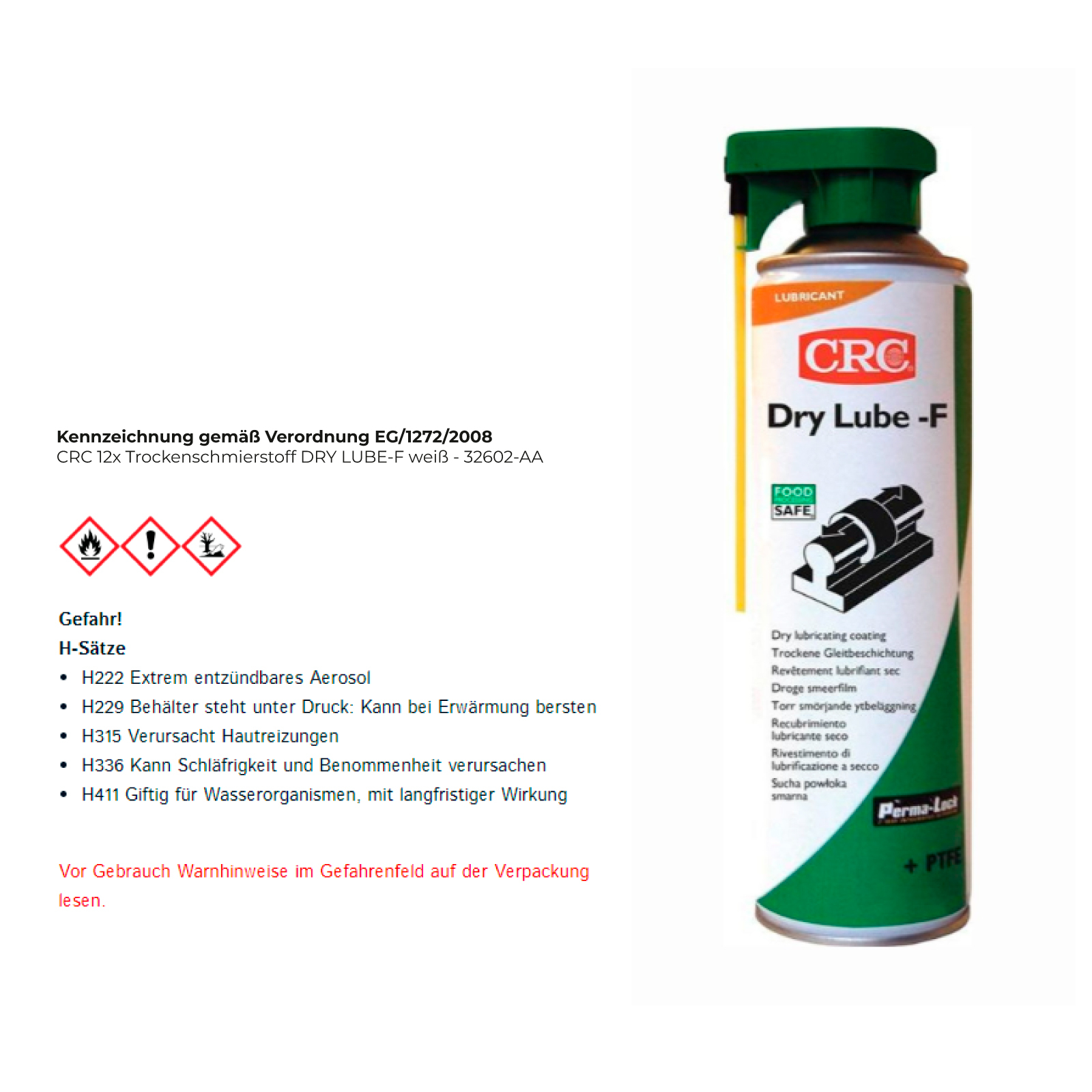 CRC Trockenschmierstoff DRY LUBE-F weiß - 32602-AA