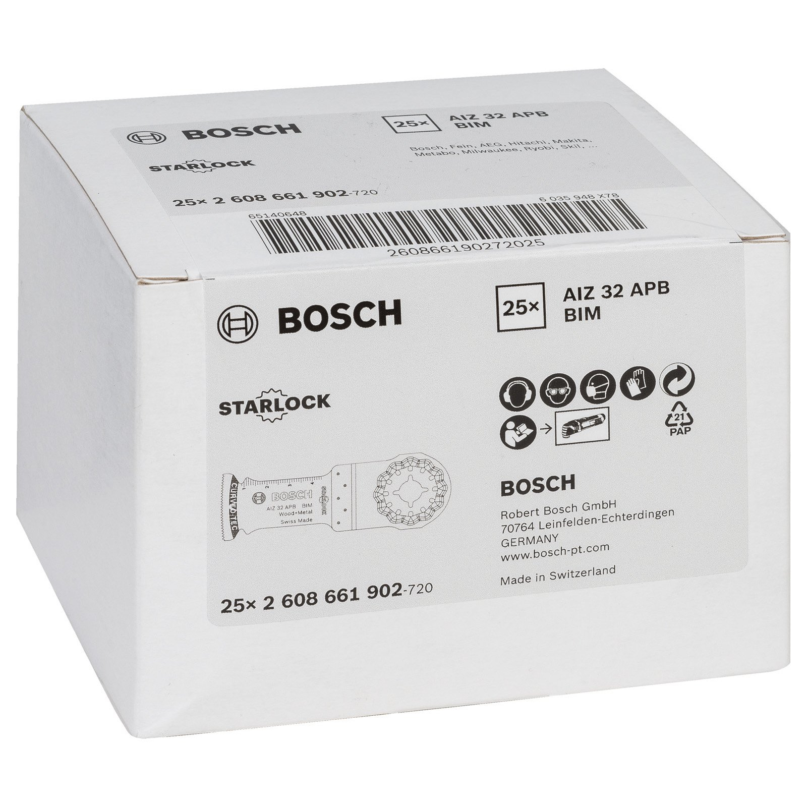 Bosch 25x BIM Tauchsägeblatt Starlock AIZ 32 APB Wood and Metal 50 x 32 mm - 2608661902