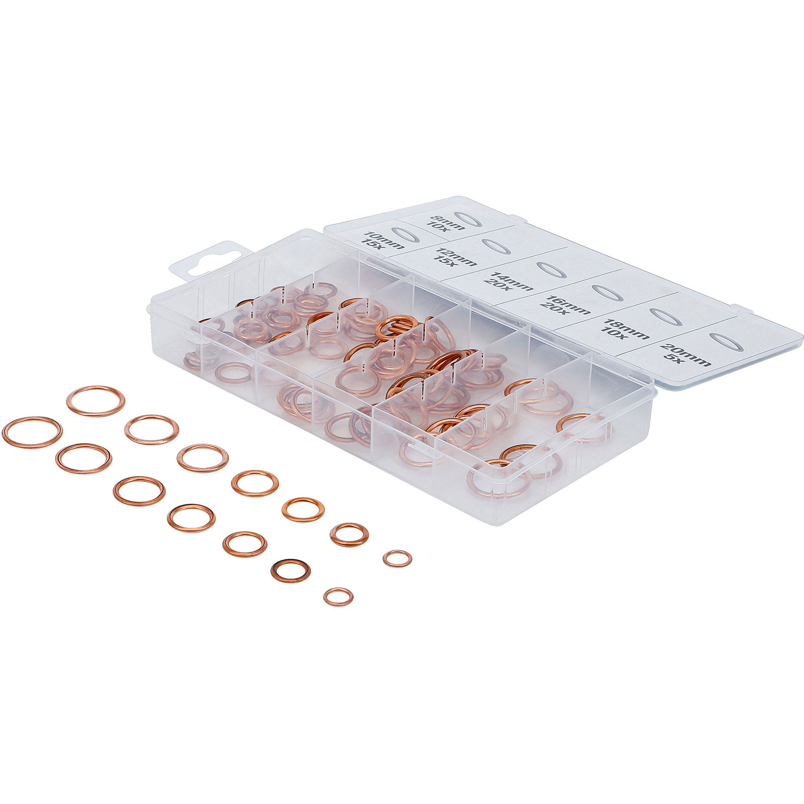 BGS O-Ring-Sortiment Kupfer Ø 6 - 20 mm 95tlg. - 9313