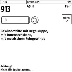 Gewindestift DIN 913 Kegelkuppe/Innen-6kt M10x1,25x 40 45 H Feingew. 100St.