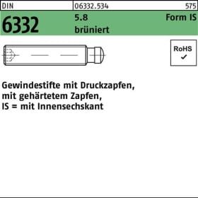 Gewindestift DIN 6332 IS Zapfen/Innensechskant IS M 16x75 5.8 brüniert 10St.