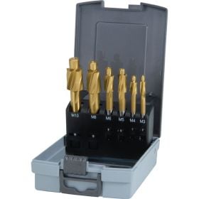 RUKO Flachsenkersatz 6tlg. DIN 373 HSS-TiN M 3 - M 10 mittel für Durchgangsloch in ABS-Kunststoffkassette - 102451TRO