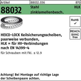 Keilsicherungsscheibe R 88032 HLK-36 Stahl zinklamellenb. geklebt 25St. HEICO