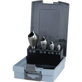 RUKO Kegel- und Entgratsenker-Satz mit Querloch 4tlg. HSS in Kunststoffkassette - 102312RO