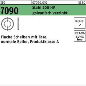 Unterlegscheibe ISO 7090 m.Fase 10 Stahl 200 HV galv.verz. 100 Stück