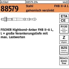 Highbond-Anker R 88579 M12x 120/60 Stahl galv.verz. 10 Stück FISCHER