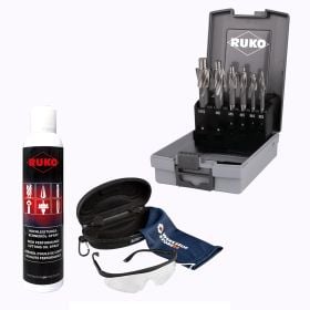 RUKO Flachsenker-Satz DIN 373 HSS mit Zylinderschaft inkl. Spray & Schutzbrille - WZS102451RO