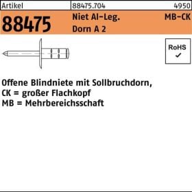 Blindniete R 88474 FLAKO 4,8x17 K16 Niet Aluminium/Dorn A 2 250 Stück GESIPA