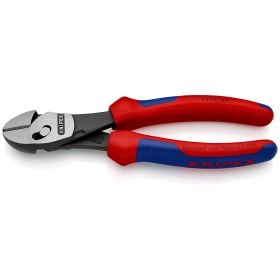 Knipex Kraftseitenschneider TwinForce® schwarz atramentiert, mit Mehrkomponenten-Hüllen 180 mm - 7372180BK