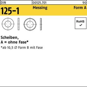 Unterlegscheibe DIN 125-1 A 5,3x10x1 Messing 1000 Stück